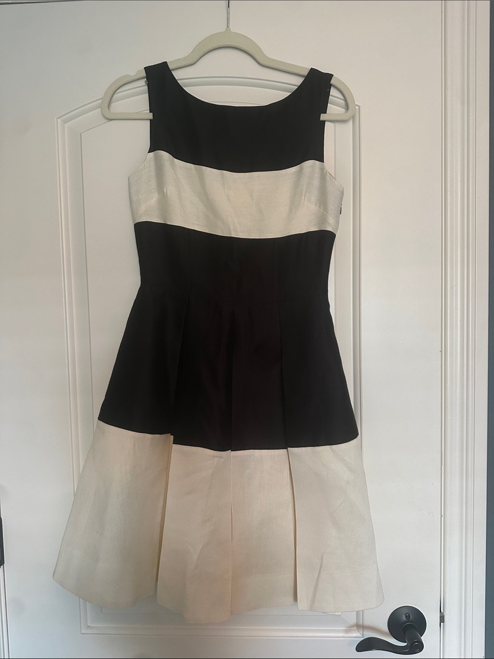 Kate Spade Classic Black and Ivory Sleeveless Fit-and-Flare Dress
